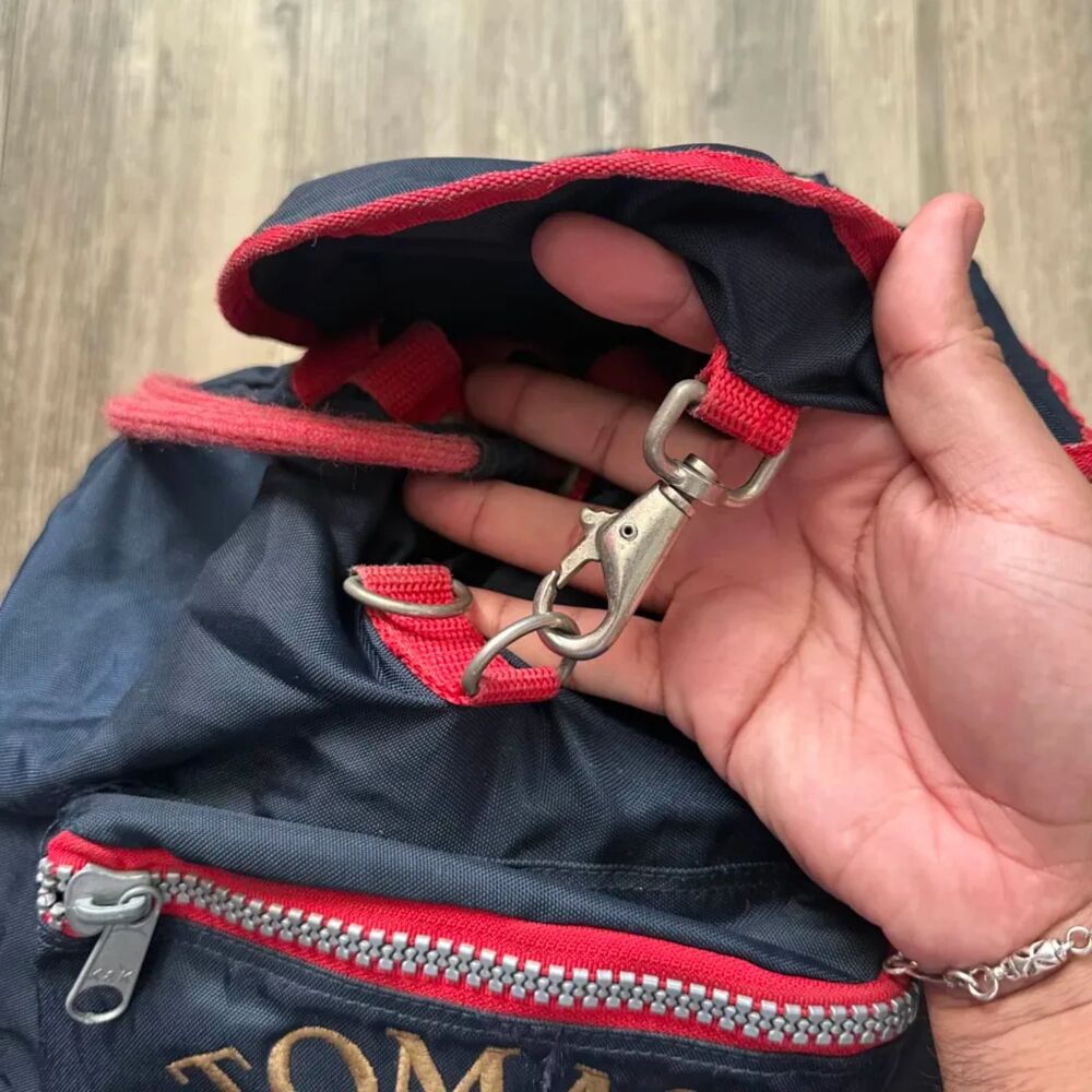 Vintage 90s Tommy Hilfiger Lion Crest Flag Backpack Sack - Picture 4 of 15